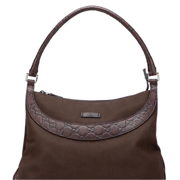 Gucci Women's Guccissima Trimmed Canvas/Leather Shoulder Bag - Picture 1 of 3